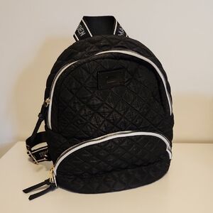 Steve Madden Black Quilted Backpack with Gold Accents